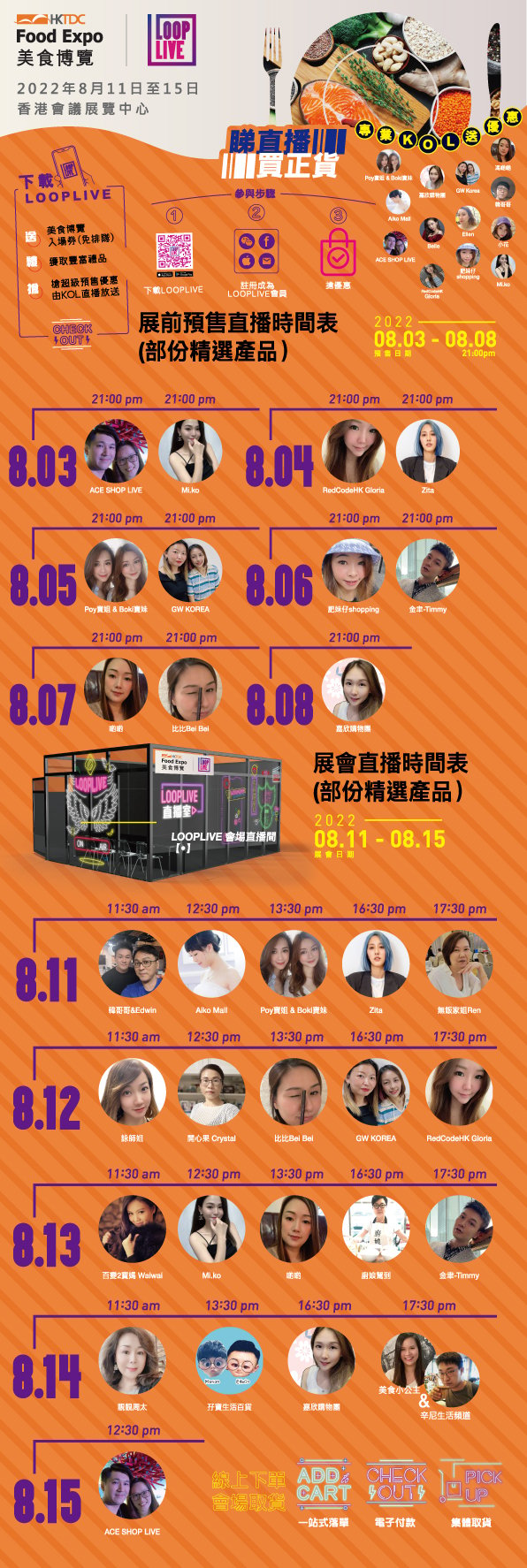 香港貿發局美食博覽LOOPLIVE KOL直播推廣時間表